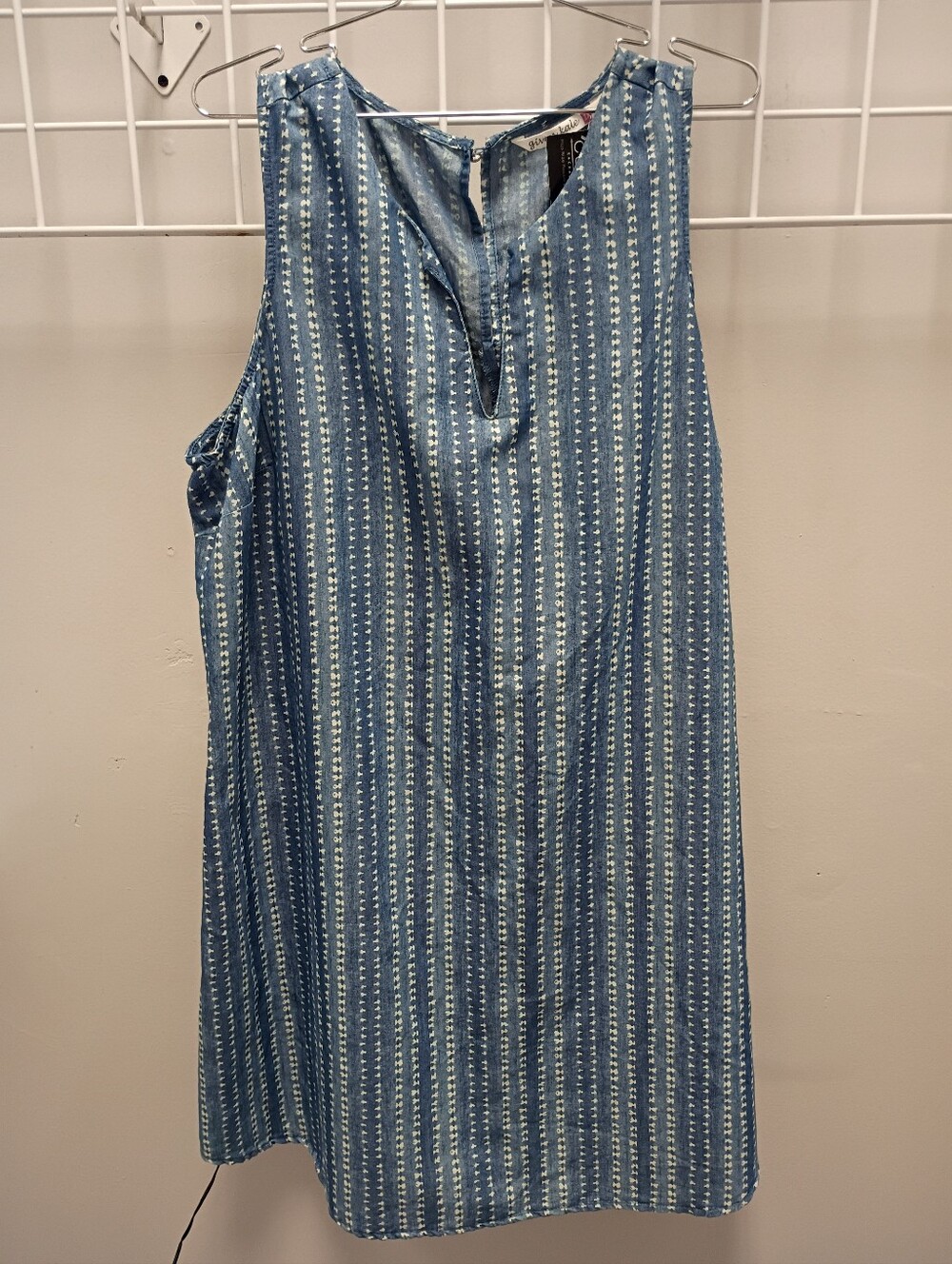 Given Kale Sleeveless Blue Striped Shift Dress